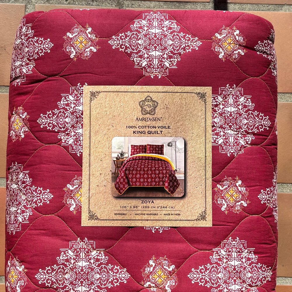 Amrita Sen ZOYA King Cotton Quilt 106" X 96" (reverses to gold)